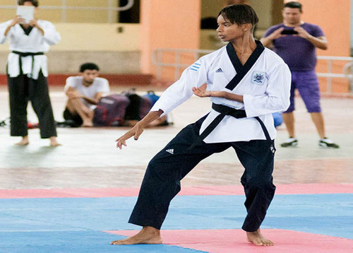 Cubano Darío Enrique Navarro Riquelme en semifinales de Torneo Abierto de Poomsae en Dinamarca