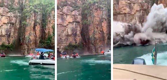 Diez muertos por derrumbe de roca en lago brasileño